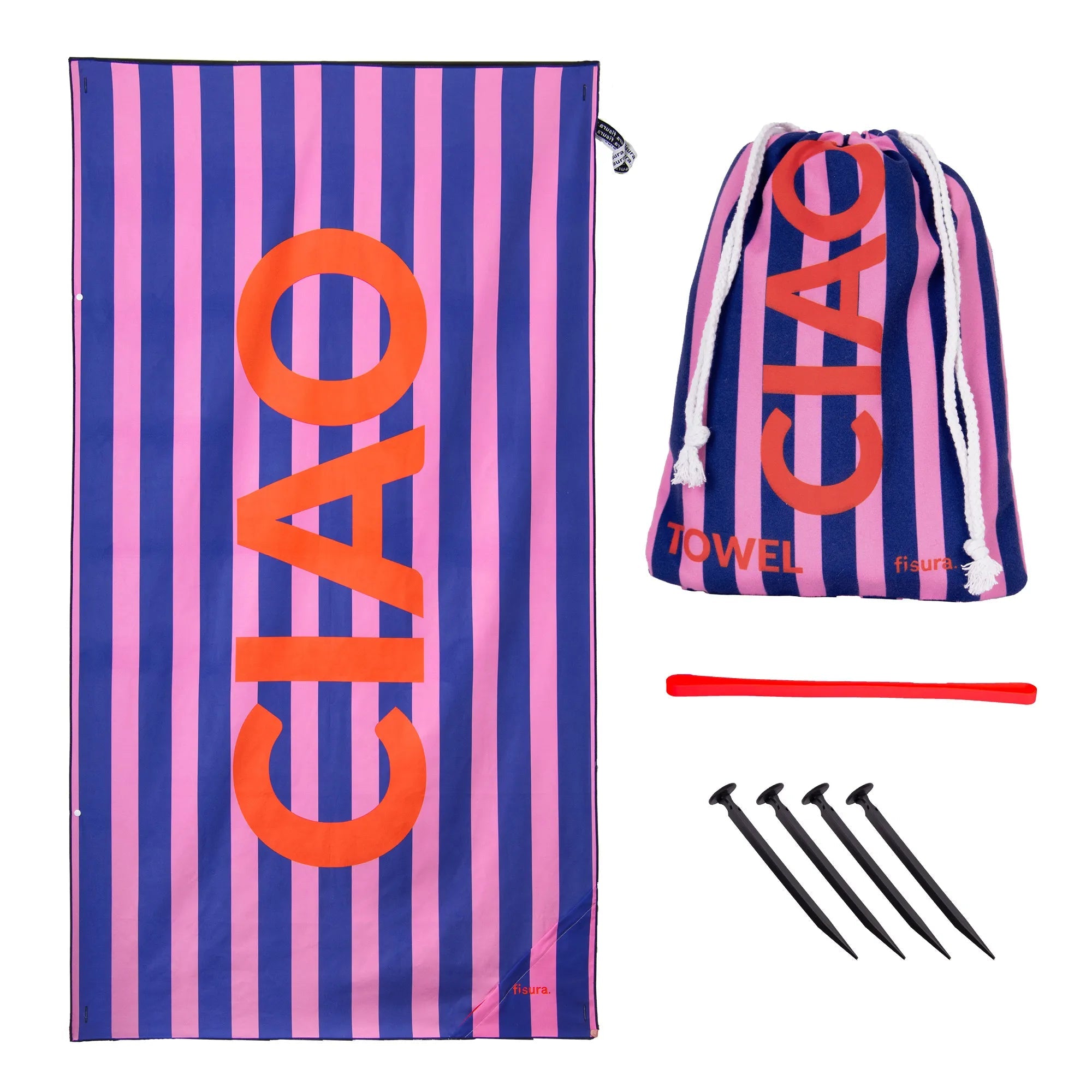 Telo Mare Microfibra Ciao 100x180 cm Rosso FISURA