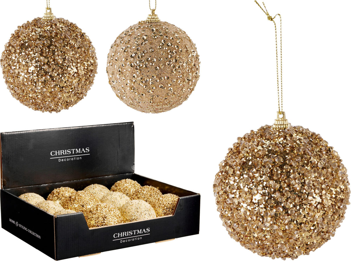 Pallina di Natale 8 cm oro modello assortito PERAGA CHRISTMAS