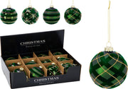Pallina di Natale in vetro decorata 8 cm verde modello assortito PERAGA CHRISTMAS
