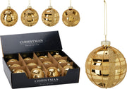 Pallina di Natale in vetro decorata 8 cm oro modello assortito PERAGA CHRISTMAS
