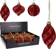 Pendente natalizio in vetro 8-12 cm rosso modello assortito PERAGA CHRISTMAS