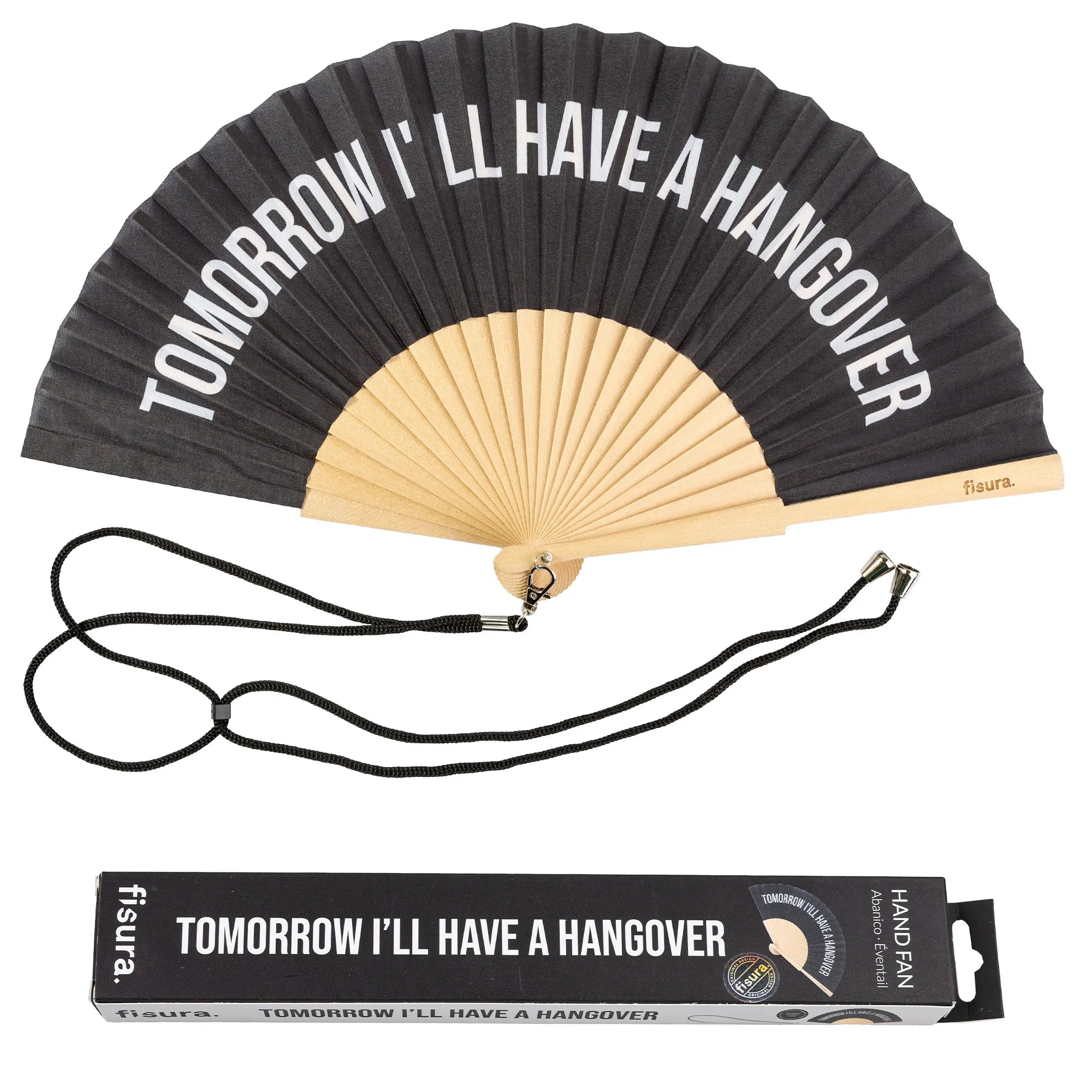 Ventaglio I Will Have a Hangover 23cm Nero Fisura