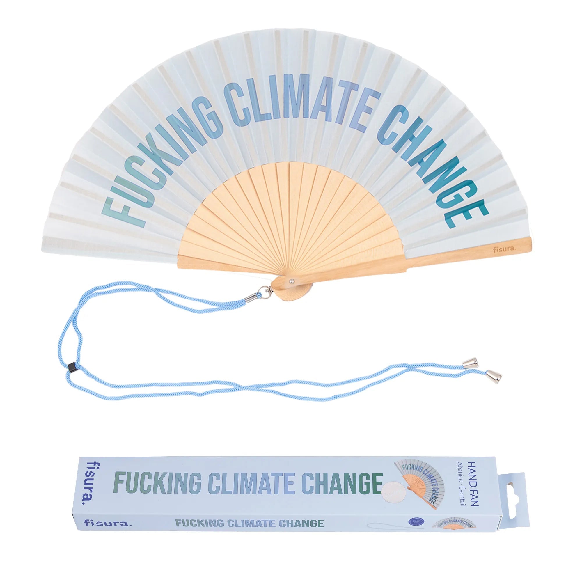 Ventaglio Fucking Climate Change 42.5x23cm Blu Fisura