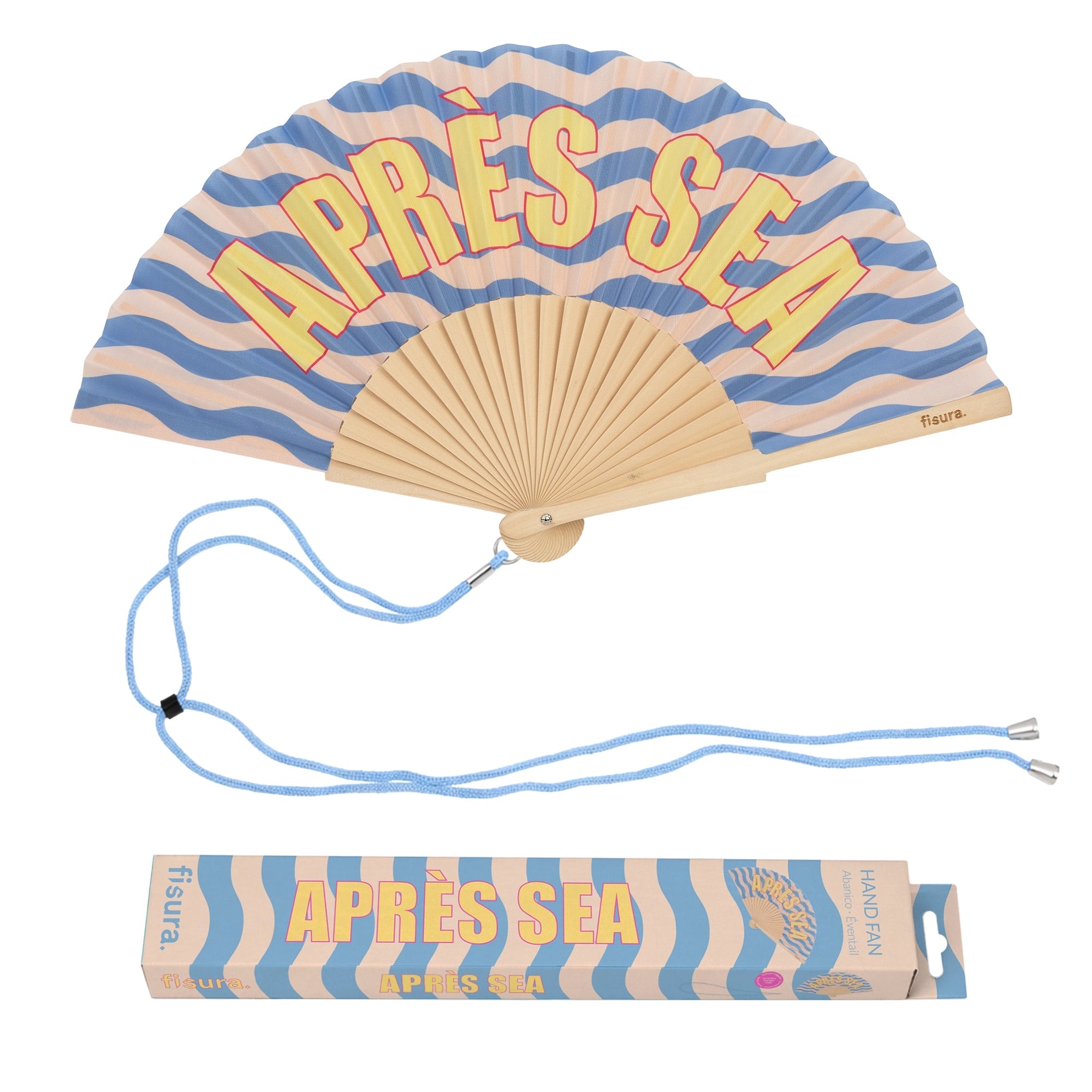 Ventaglio Après Sea 42.5x23cm Blu e Bianco FISURA