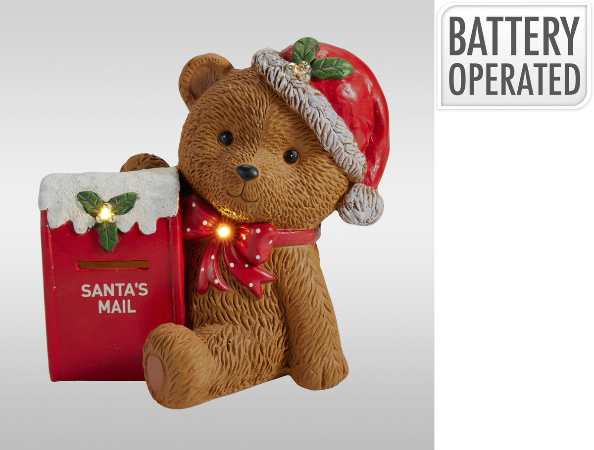 Bär mit Briefkasten und LED 35 cm PERAGA CHRISTMAS
