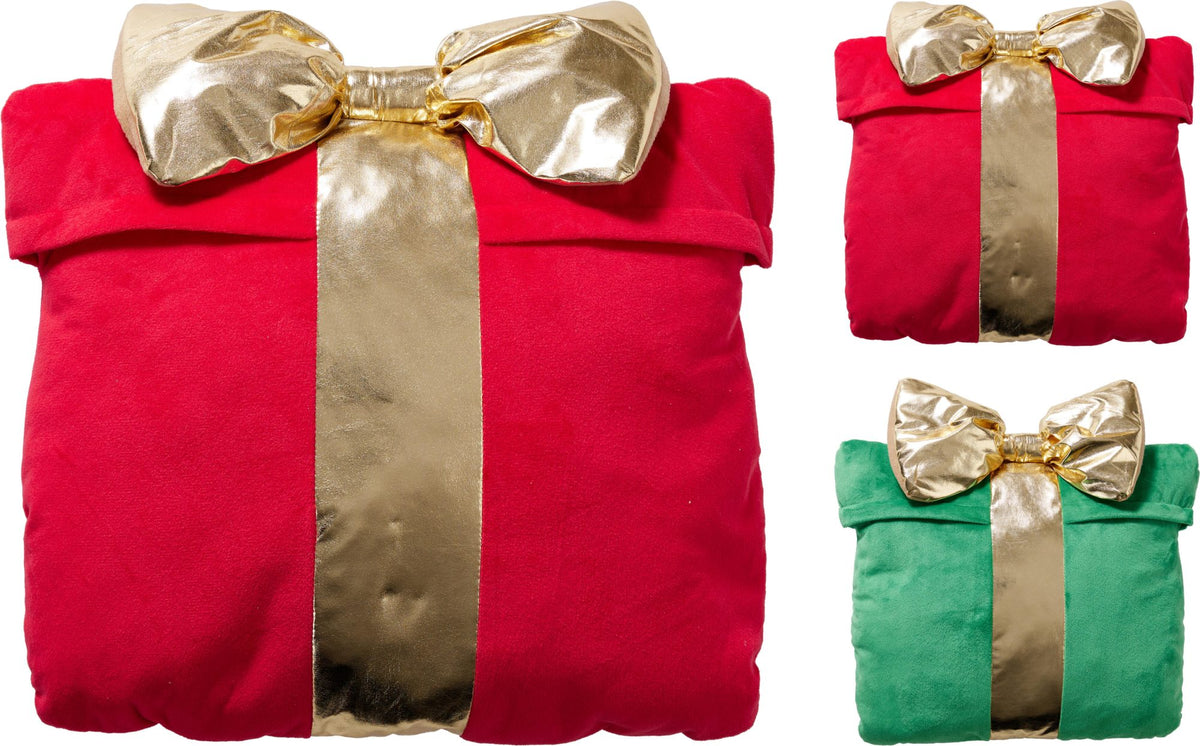 Geschenkförmiges Kissen 40 cm verschiedene Farben PERAGA CHRISTMAS