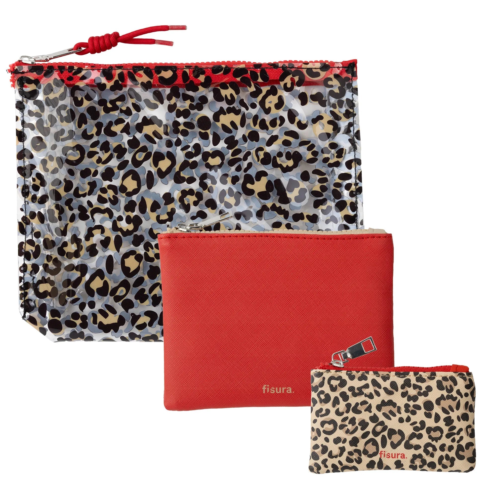 Beauty Case Triplo Leopardato 26x16x9 cm Leopardato Fisura