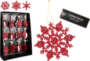 Fiocco di neve pendente 10 cm rosso modello assortito PERAGA CHRISTMAS