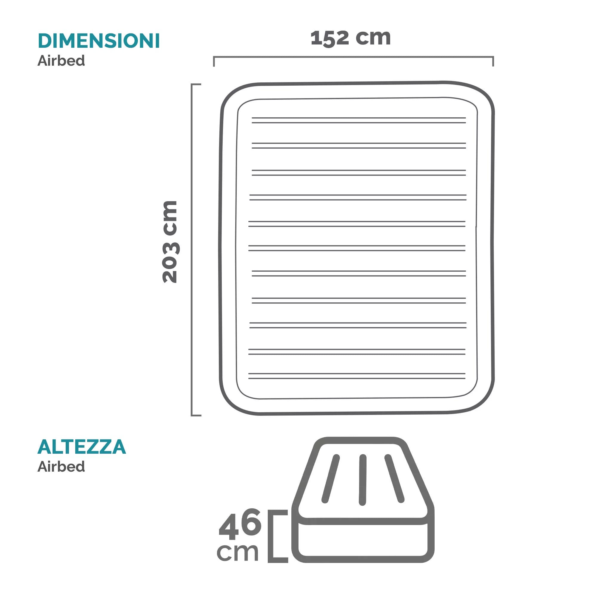 Materasso ad aria Dura-Beam Comfort-Plush Elevated 152cm x 203cm x 46cm Grigio chiaro Intex