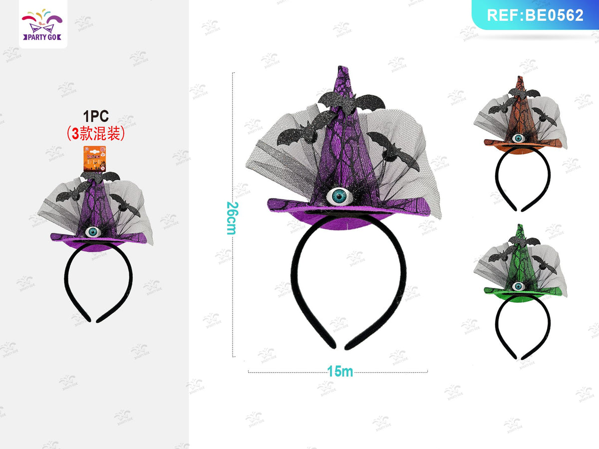 Cerchietto Halloween con cappello da strega modello assortito PartyGo