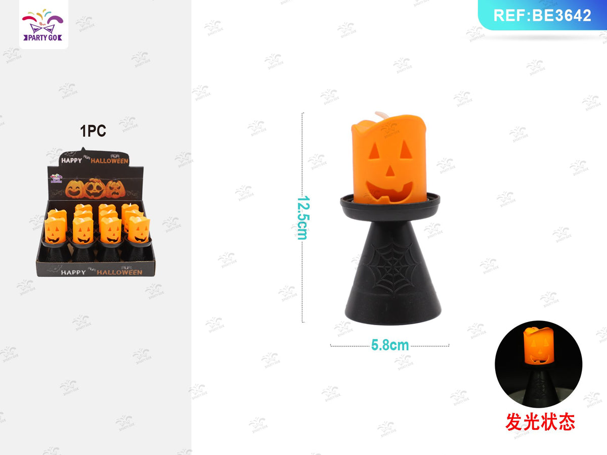 Candela Halloween a forma di zucca con base PartyGo