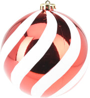 Sfera natalizia in plastica PP 14 cm a righe rosse PERAGA CHRISTMAS