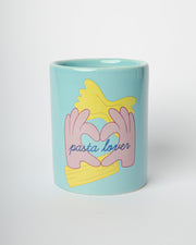 Candela Pasta Lover 8x8x10 cm Azzurro con grafica colorata Blogo