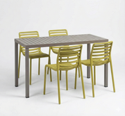 OFFERTA TAVOLO CUBE 120X70 TORTORA +4 SEDIE DOGA GIALLO PERA