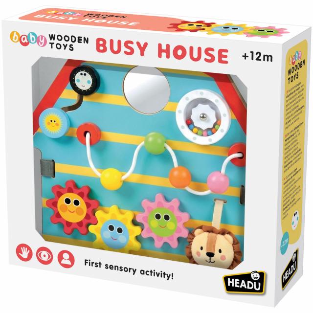 Busy House Casetta Sensoriale Multattività in Legno Multicolore Headu