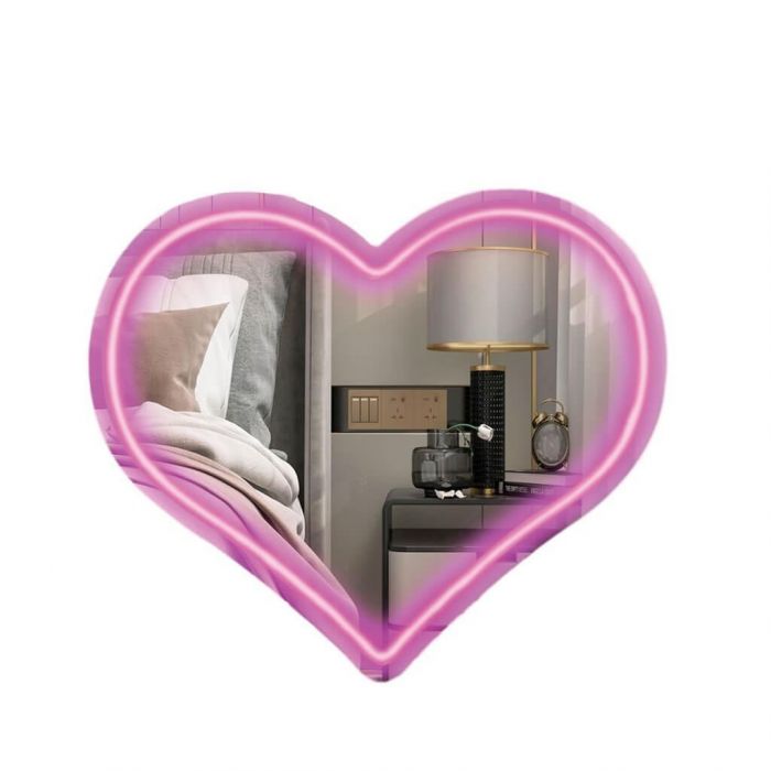 Specchio Luce Neon Cuore Rosa 33X28