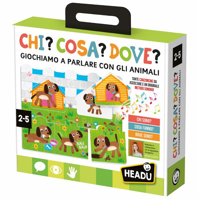 Gioco Educativo Chi Cosa Dove Giocare con gli Animali 2-5 Anni Headu