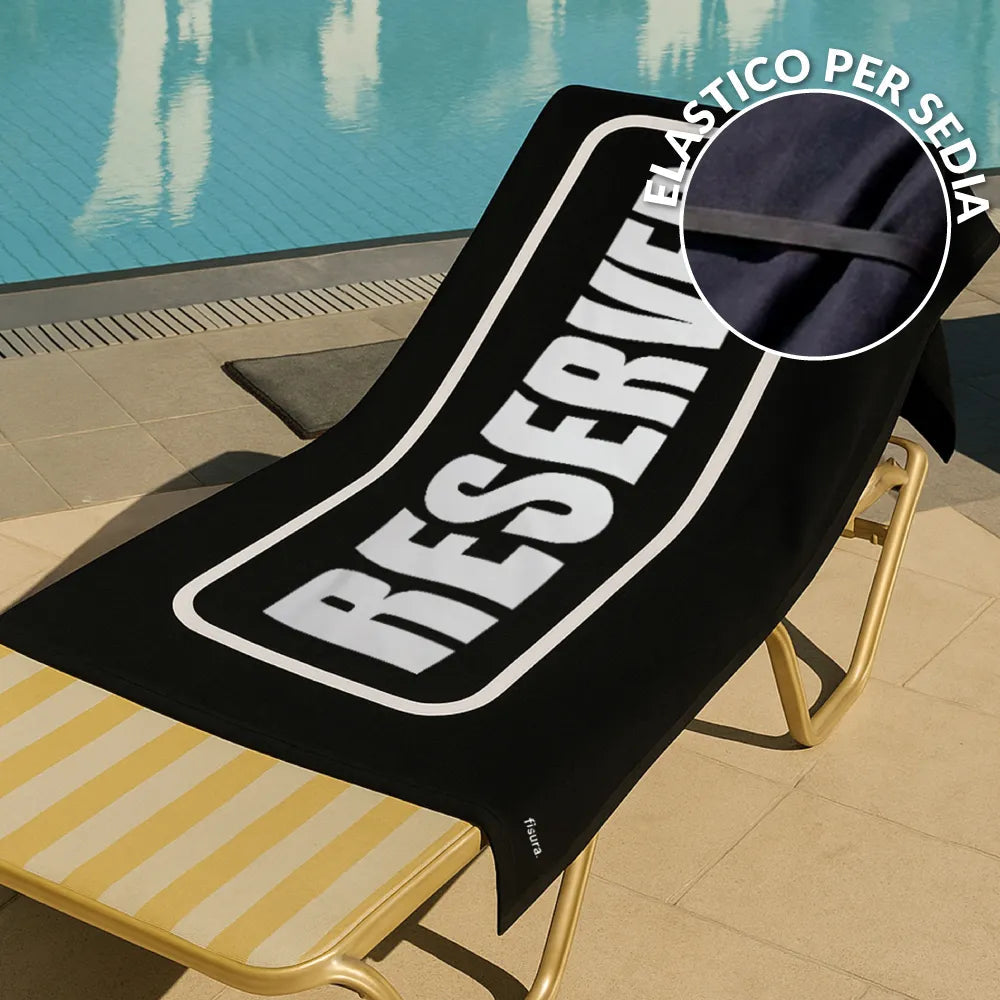 Telo Mare Microfibra Reserved 160x80 cm Nero Bianco Fisura