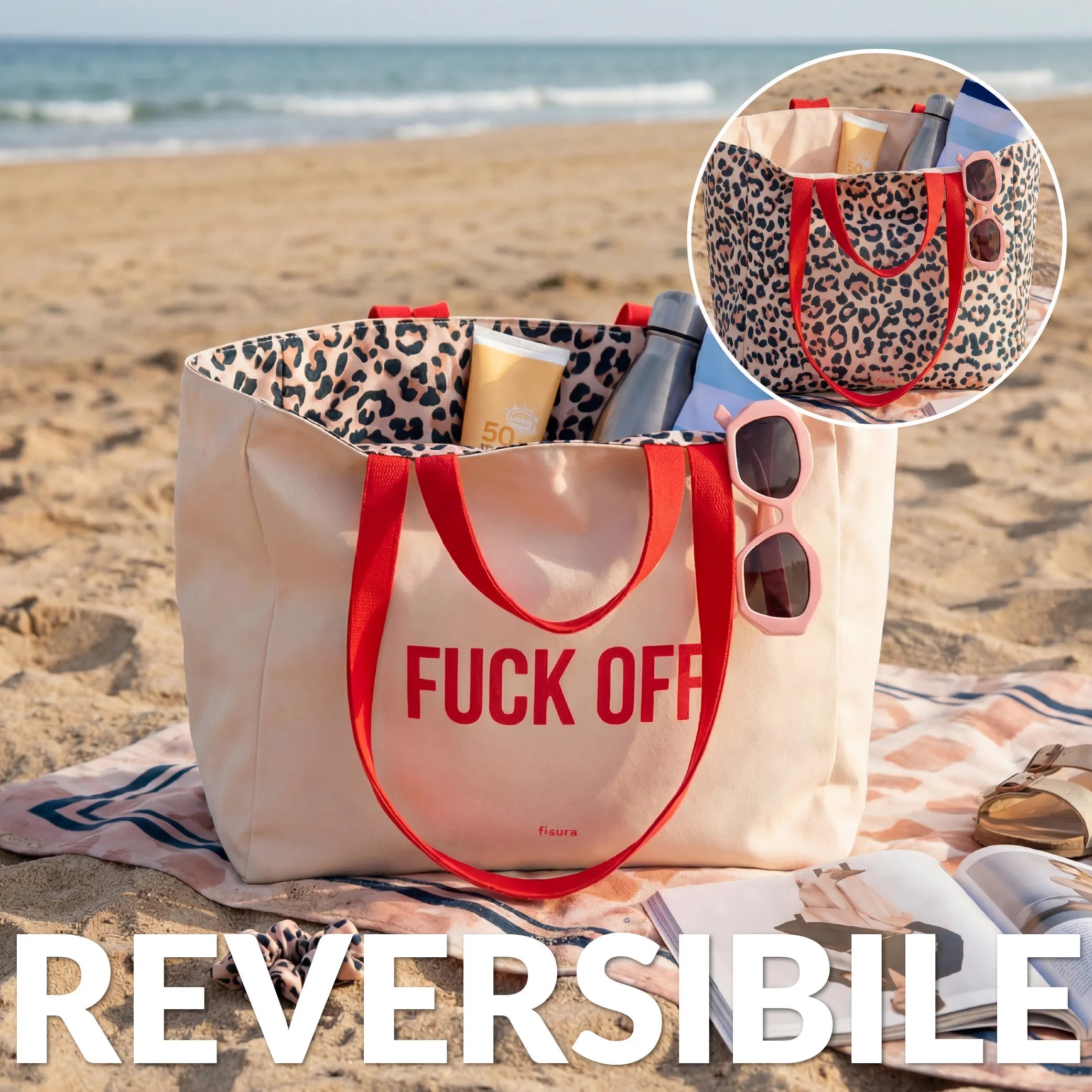 Borsa Mare Fuck Off 48x38 cm Nero FISURA