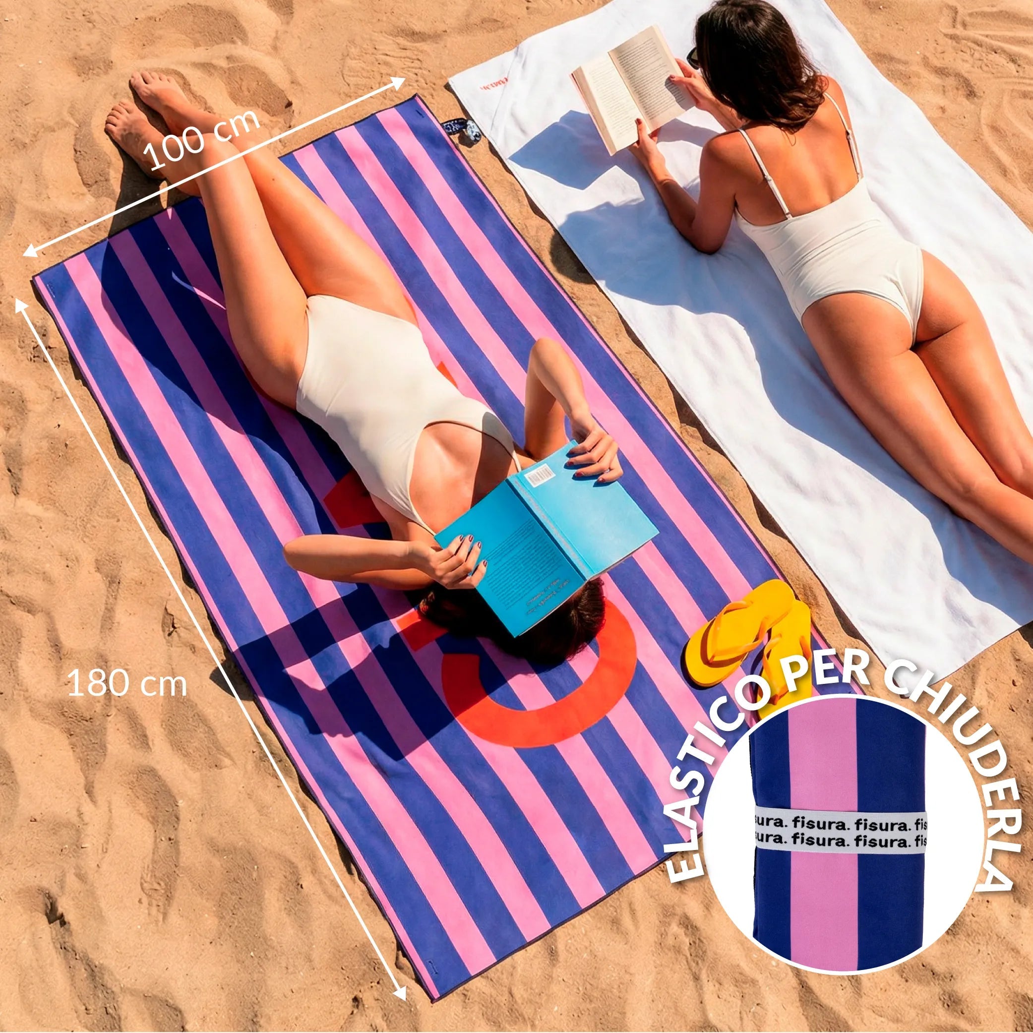Telo Mare Microfibra Ciao 100x180 cm Rosso FISURA
