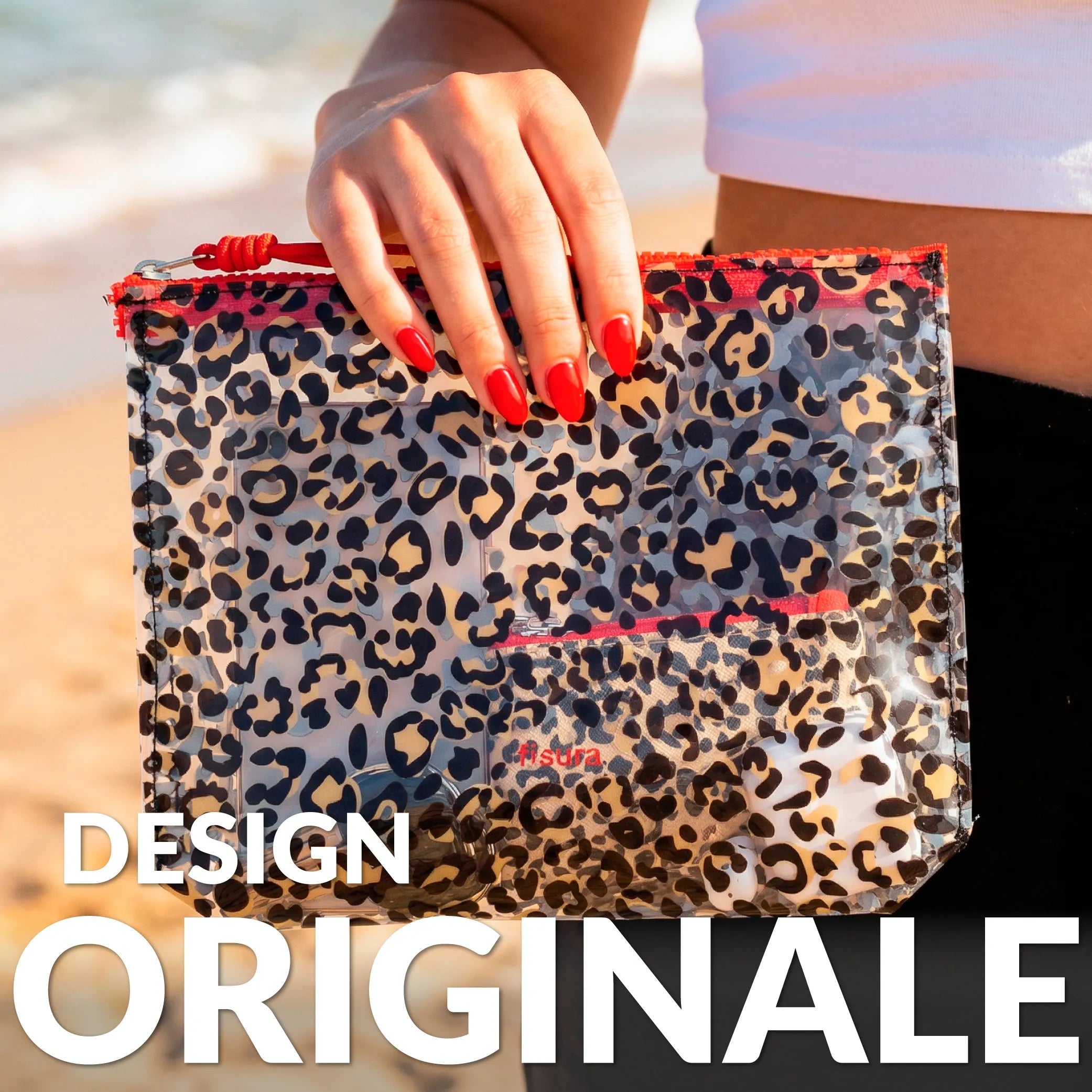 Beauty Case Triplo Leopardato 26x16x9 cm Leopardato Fisura