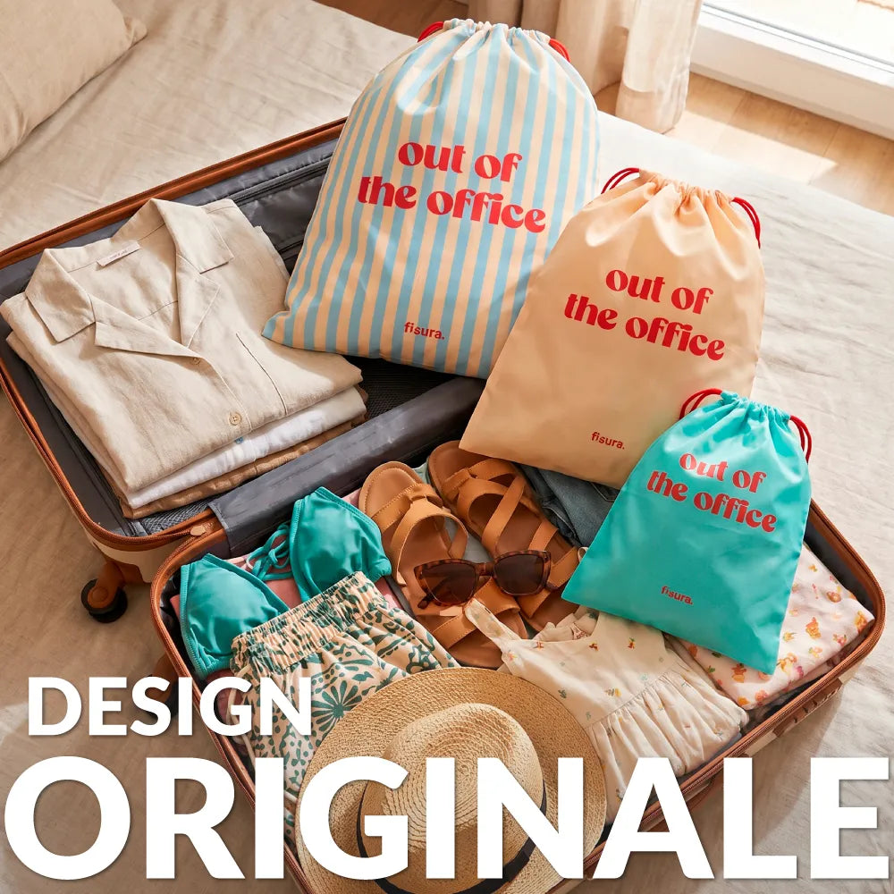 Set 3 Borse Organizzatrici da Viaggio Out of the Office Blu Fisura