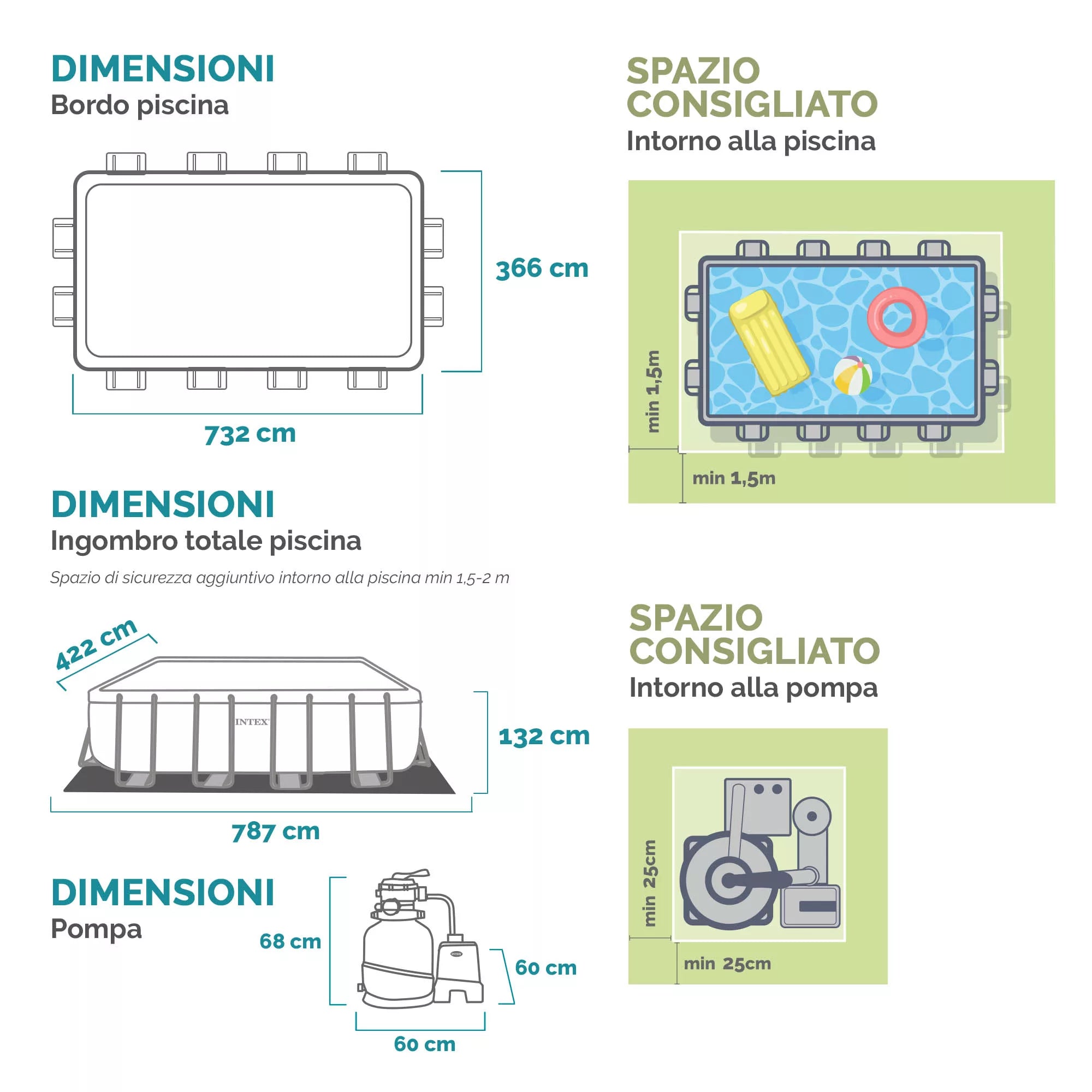 Piscina Rettangolare Ultra XTR Frame 732cm x 366cm x 132cm Antracite Intex