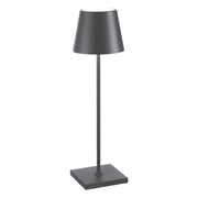 Lampada da Tavolo Poldina Pro D11cm H38cm Ricaricabile Grigio Scuro ZAFFERANO