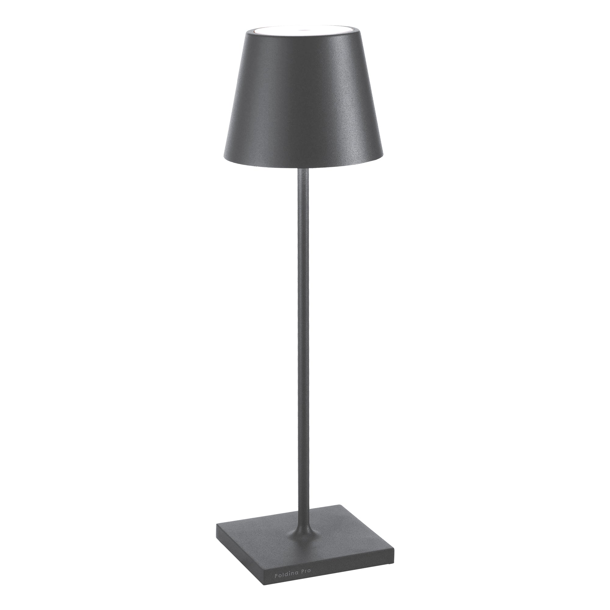 Lampada da Tavolo Poldina Pro D11cm H38cm Ricaricabile Grigio Scuro ZAFFERANO