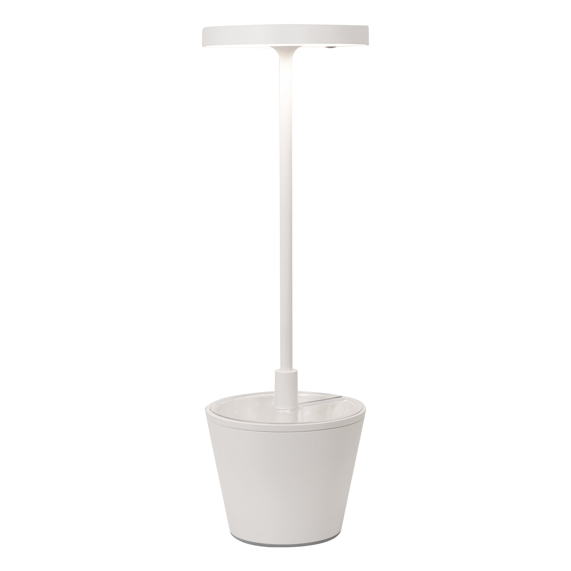 Lampada da tavolo ricaricabile Poldina Reverso con contenitore multiuso D11cm H35cm Bianca ZAFFERANO