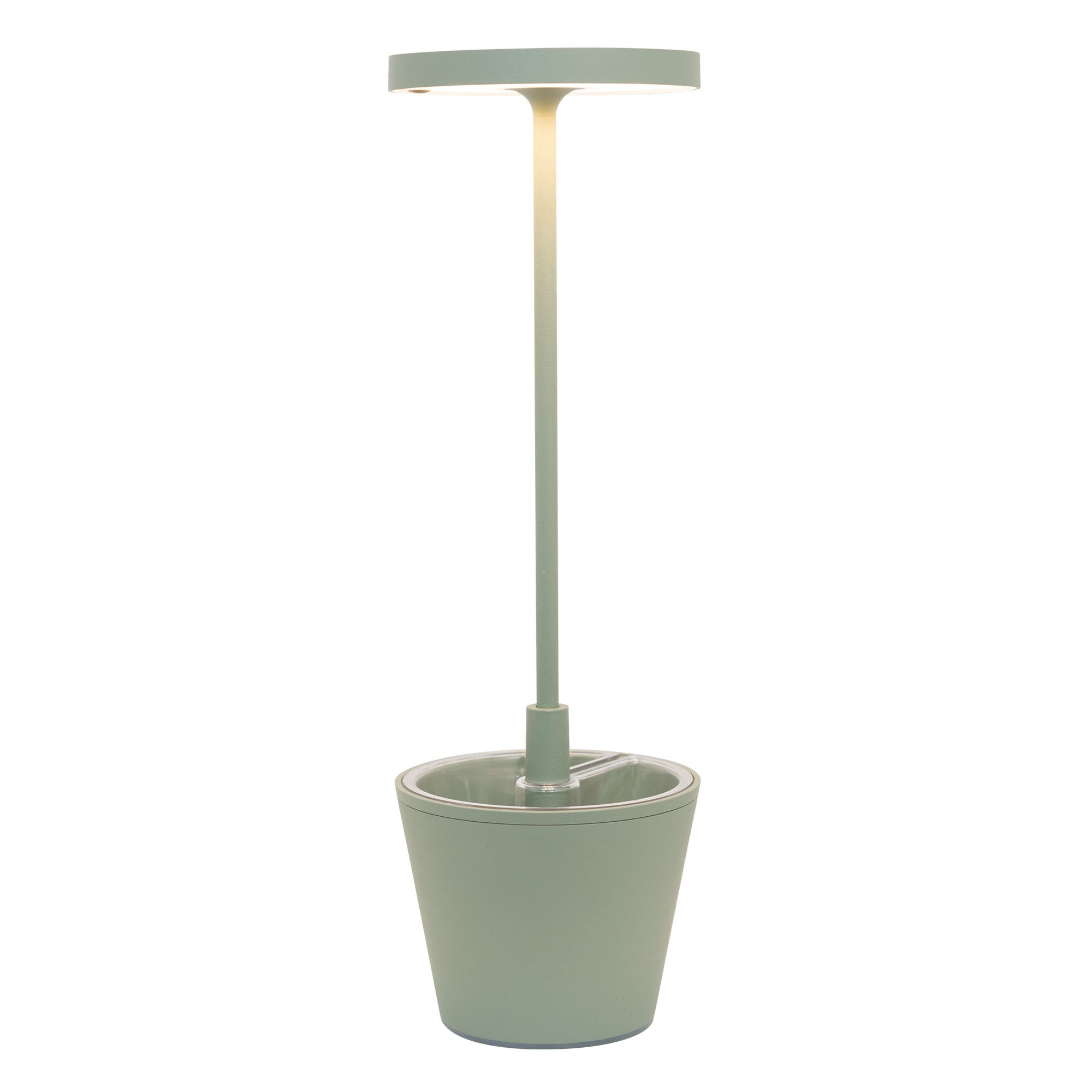 Lampada da tavolo ricaricabile Poldina Reverso con contenitore multiuso D11cm H35cm Salvia ZAFFERANO