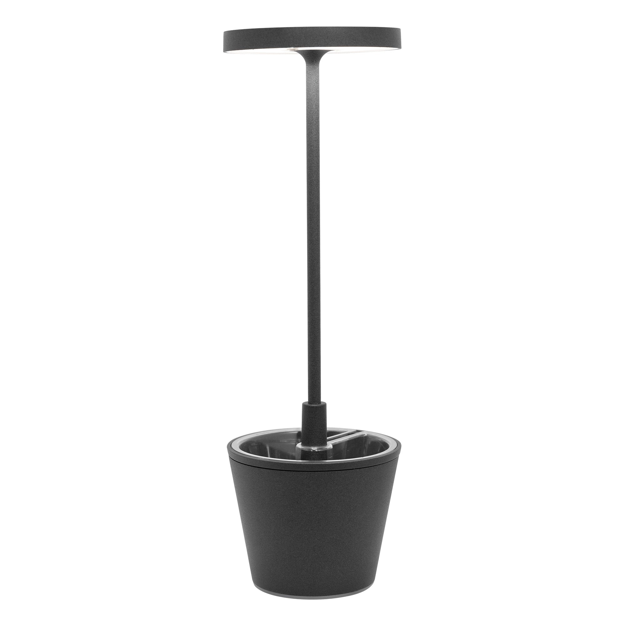 Lampada da tavolo ricaricabile Poldina Reverso con contenitore multiuso D11cm H35cm Grigio Scuro ZAFFERANO