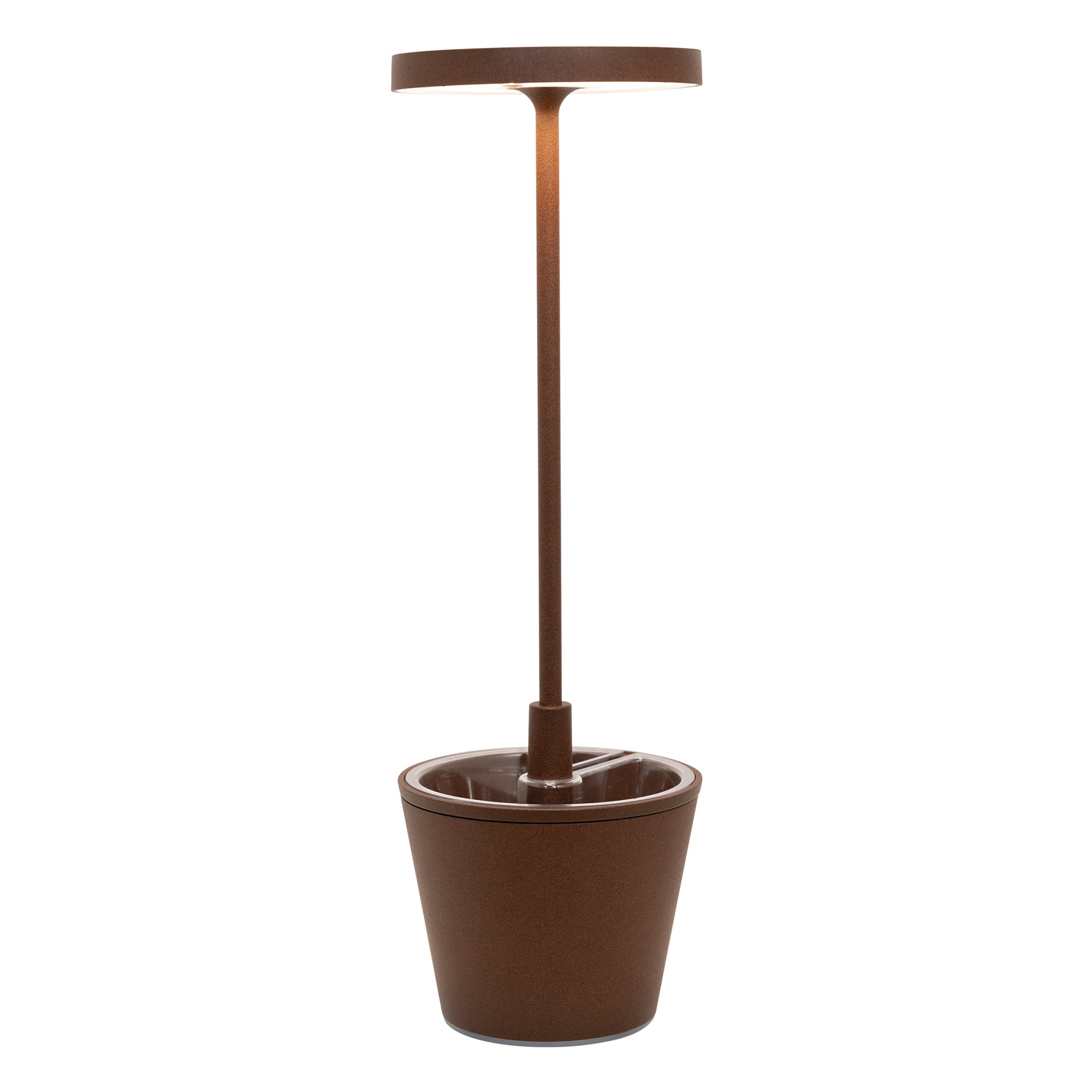 Lampada da tavolo ricaricabile Poldina Reverso con contenitore multiuso D11cm H35cm Corten ZAFFERANO