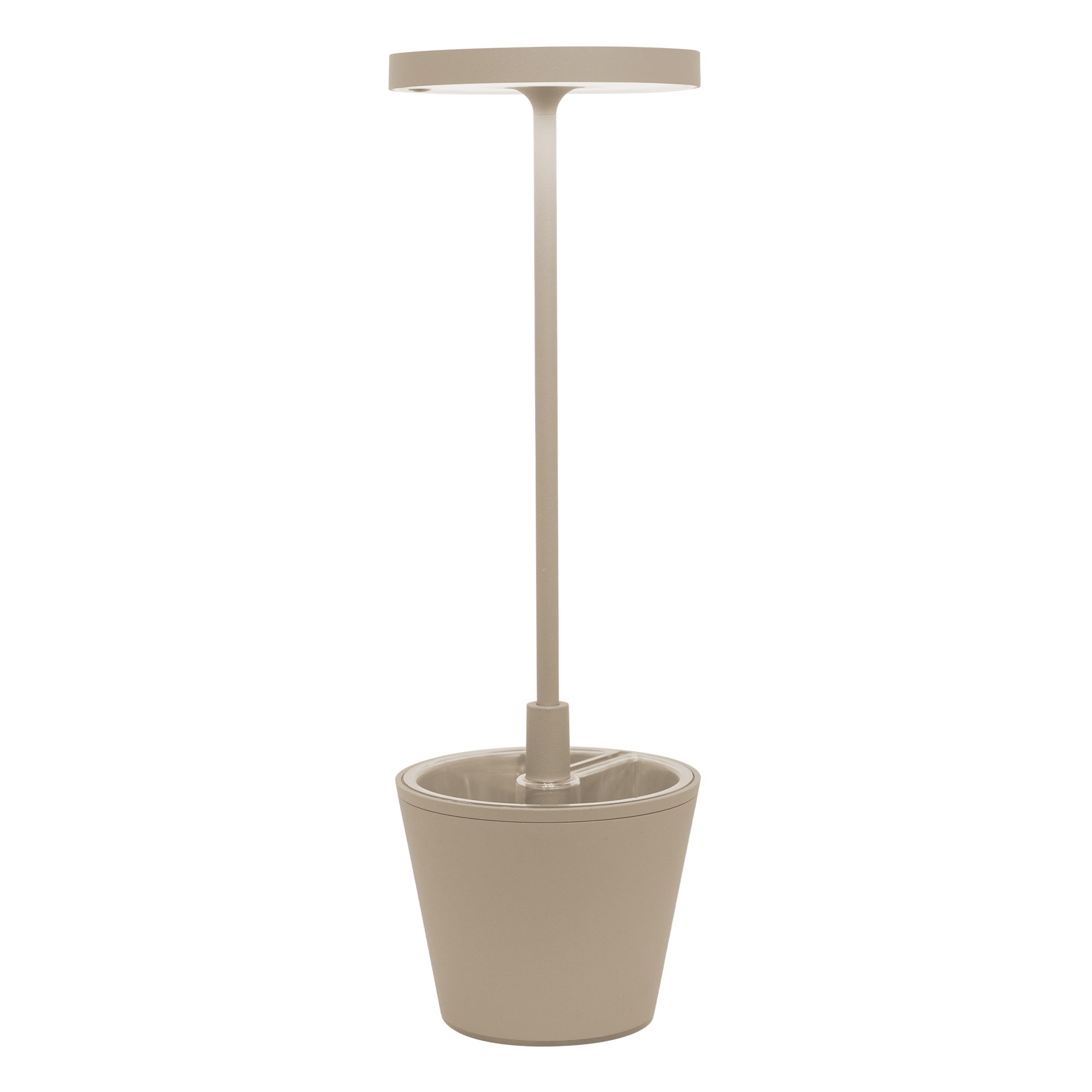 Lampada da tavolo ricaricabile Poldina Reverso con contenitore multiuso D11cm H35cm Sabbia ZAFFERANO