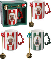 Tazza natalizia con cucchiaio modello assortito PERAGA CHRISTMAS