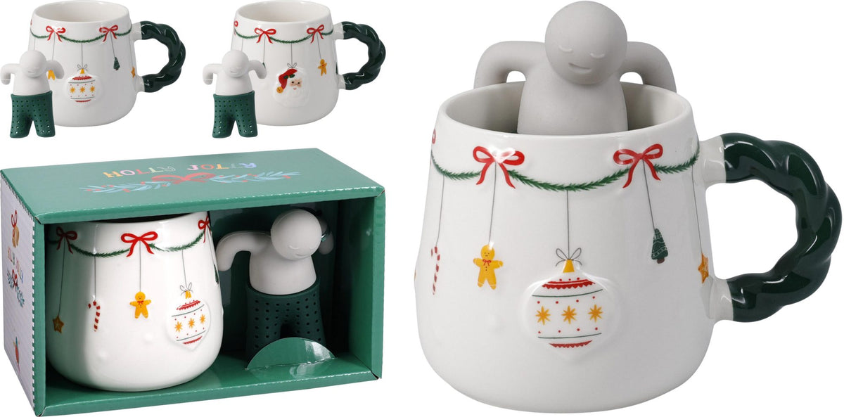 Porzellantasse mit Sieb 360 ml sortiertes Modell PERAGA CHRISTMAS