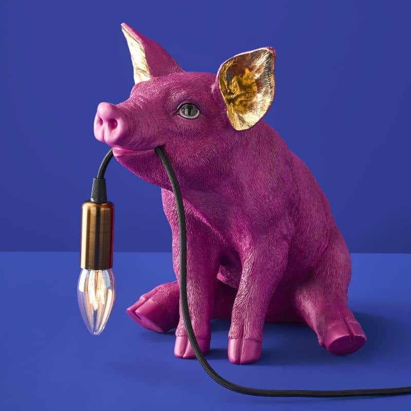 Lampada da Tavolo Maialino Piggy Rose 32x24.5x30 cm Rosa e Oro PERAGA HOME