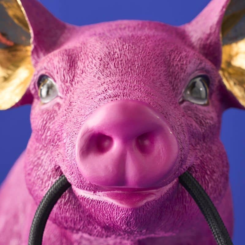 Lampada da Tavolo Maialino Piggy Rose 32x24.5x30 cm Rosa e Oro PERAGA HOME