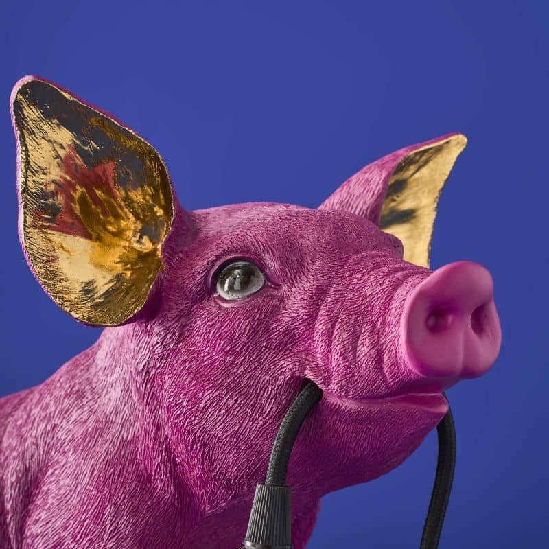 Lampada da Tavolo Maialino Piggy Rose 32x24.5x30 cm Rosa e Oro PERAGA HOME