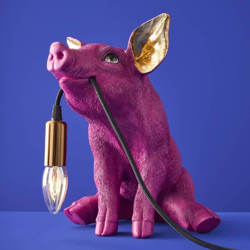 Lampada da Tavolo Maialino Piggy Rose 32x24.5x30 cm Rosa e Oro PERAGA HOME