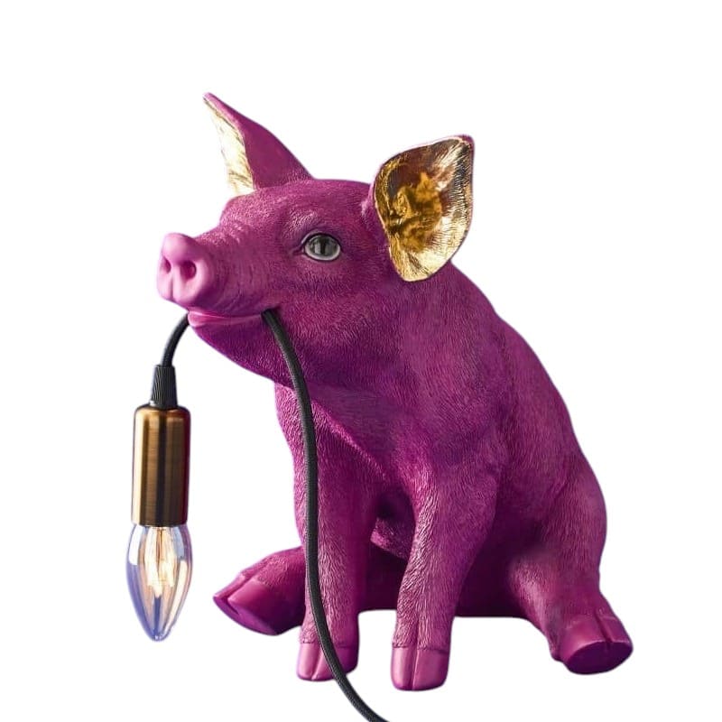 Lampada da Tavolo Maialino Piggy Rose 32x24.5x30 cm Rosa e Oro PERAGA HOME