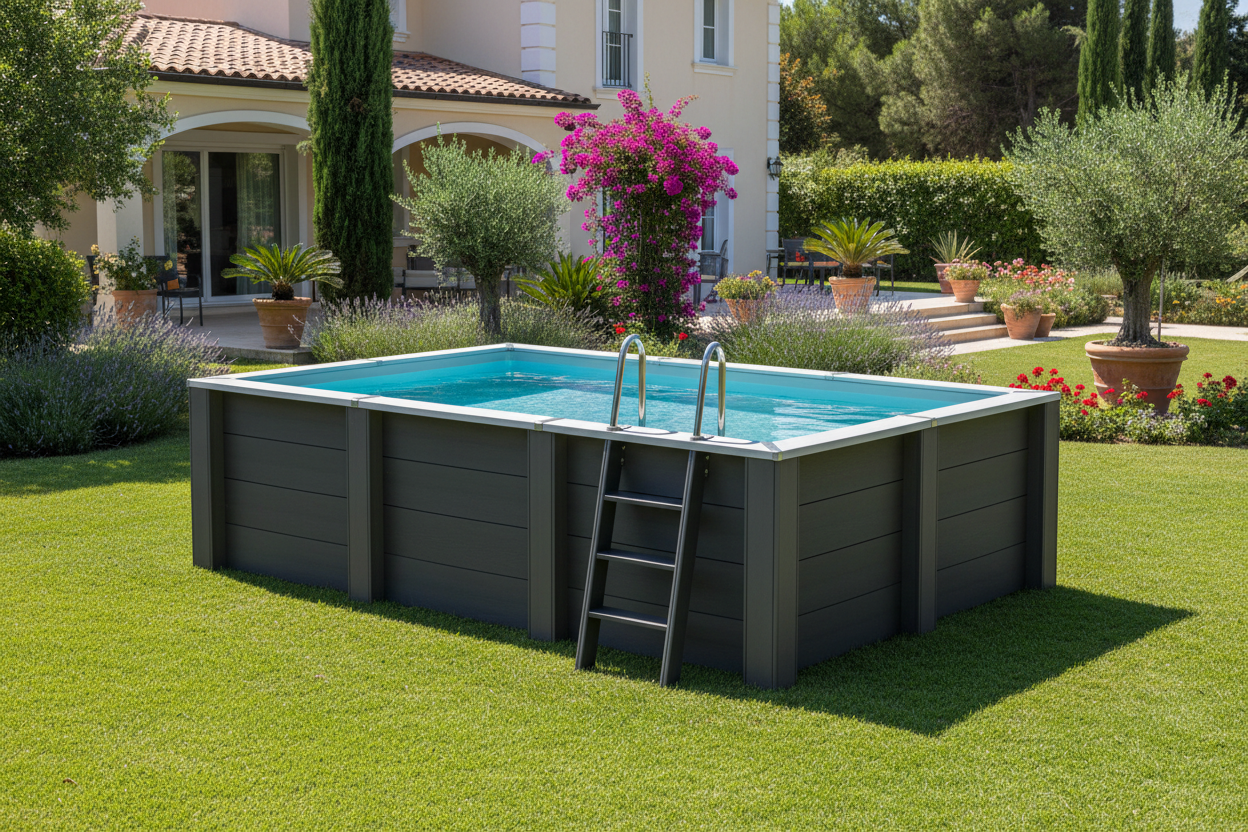 Piscina Rettangolare Composito 455 x 315 x 126 cm Grigio Antracite GRE