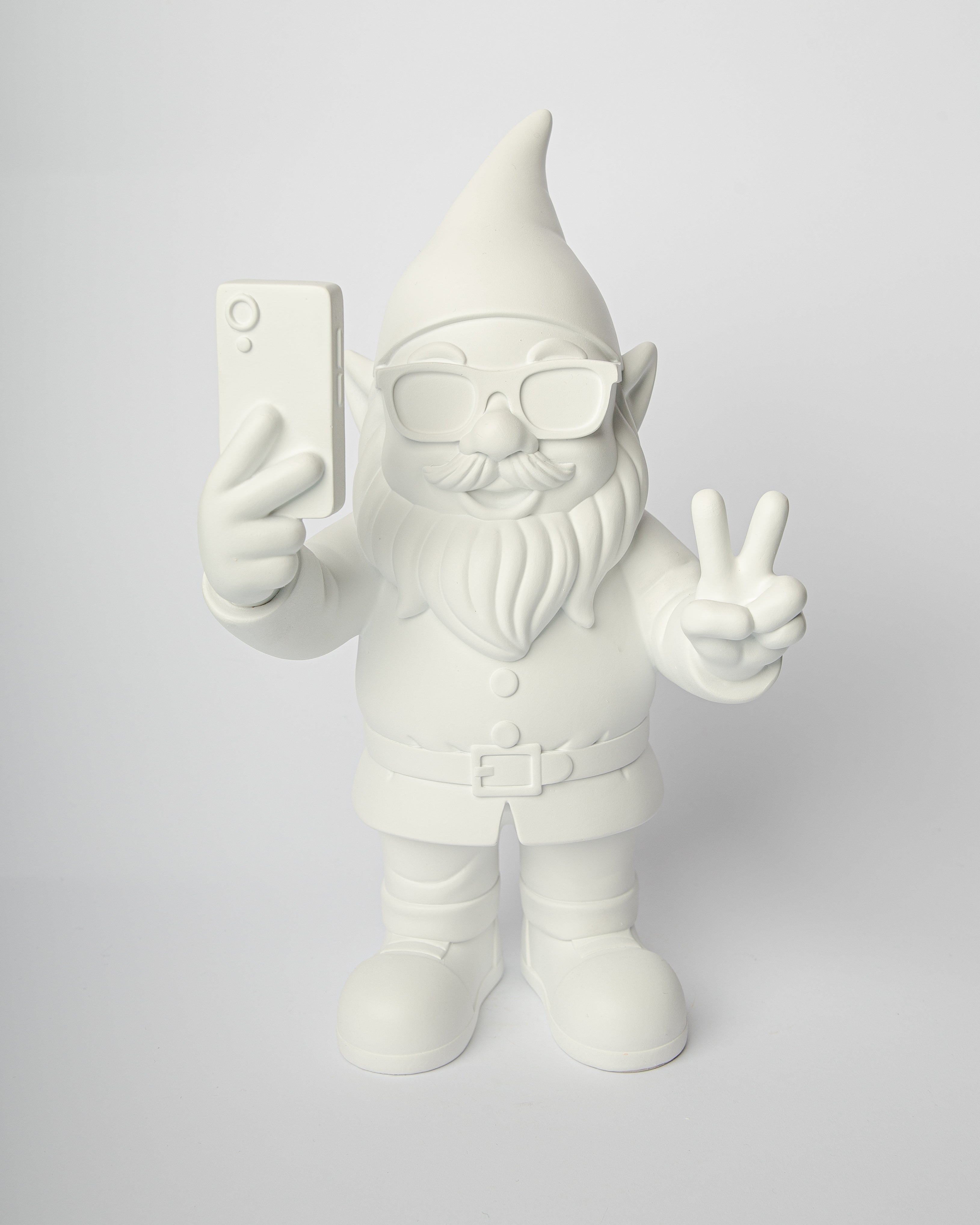 Statua Gnomo Selfie 29 CM Bianco Blogo