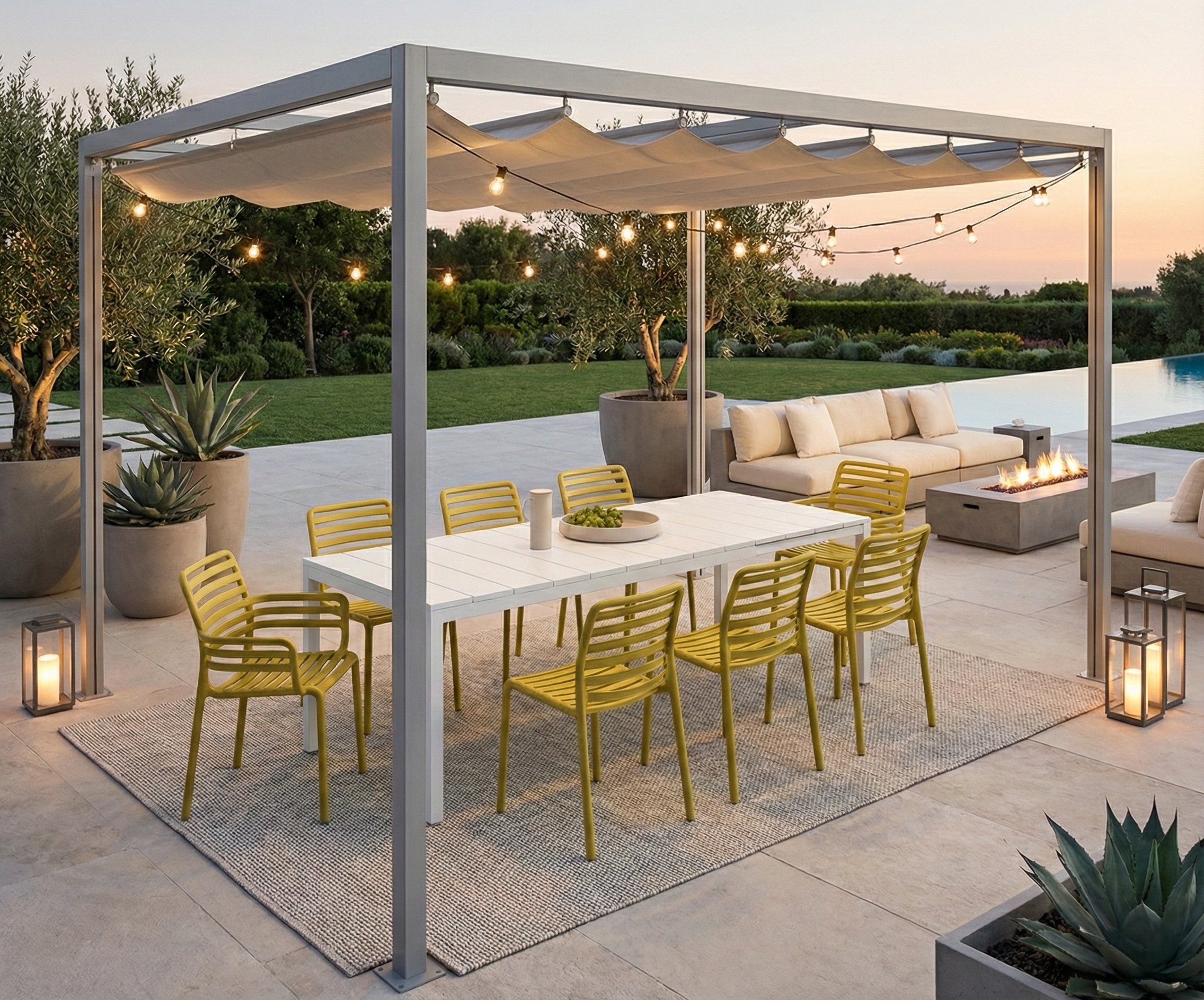 OFFERTA TAVOLO RIO ESTENDIBILE 210/280CM BIANCO +6 SEDIE +2 POLTRONE DOGA GIALLO