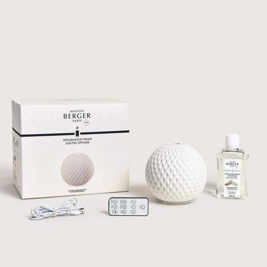 Diffusore Elettrico Sphère con Ricarica 475ml Thé Blanc Pureté Bianco Maison Berger