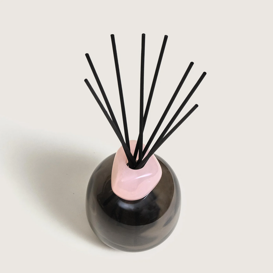 Diffusore a Bastoncini Bouquet MINERALE Rose 180ml Lumière Florale H24cm Nero Quarzo Rosa Maison Berger
