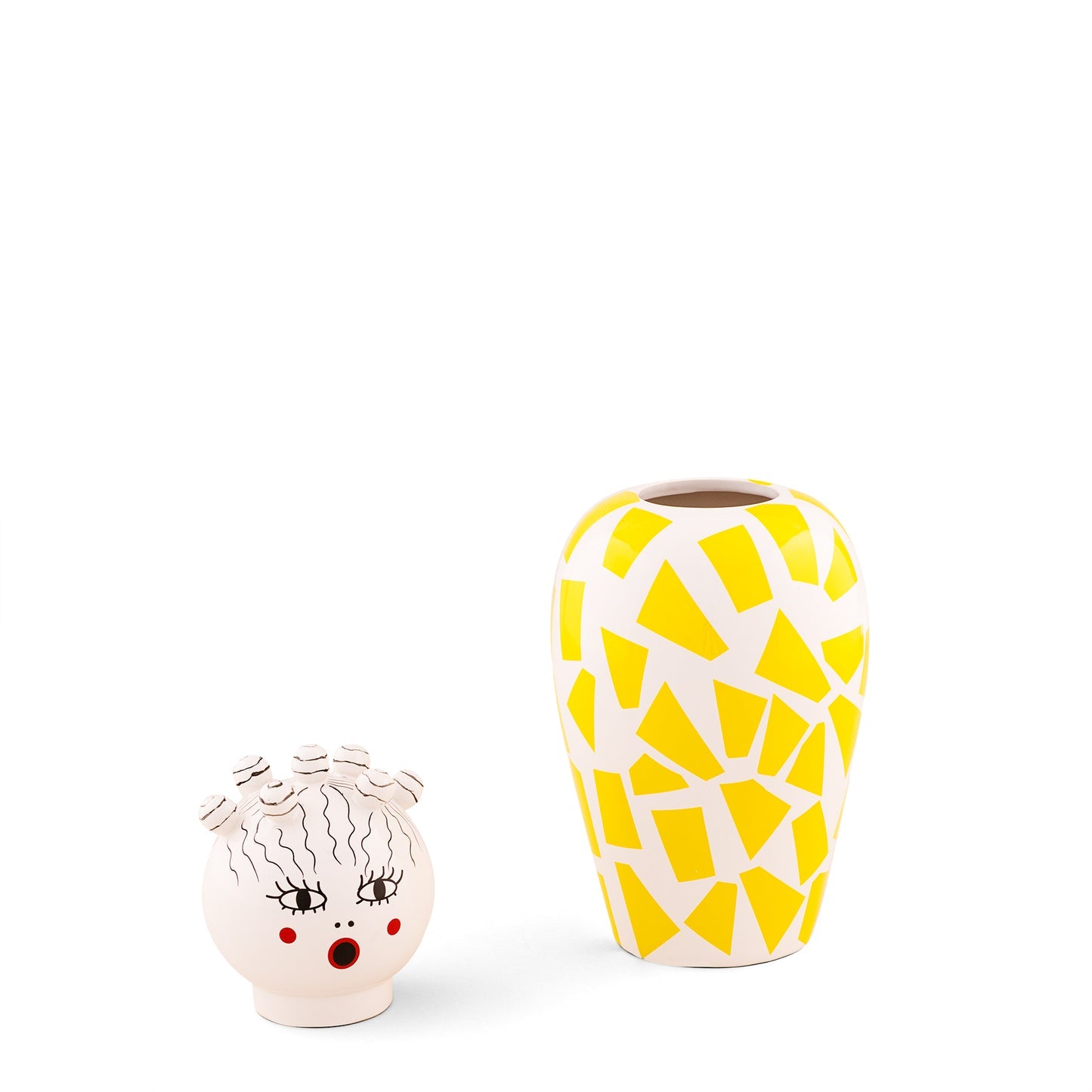 Vaso Canopie Rosio D 17cm H 25,5cm bianco giallo SELETTI
