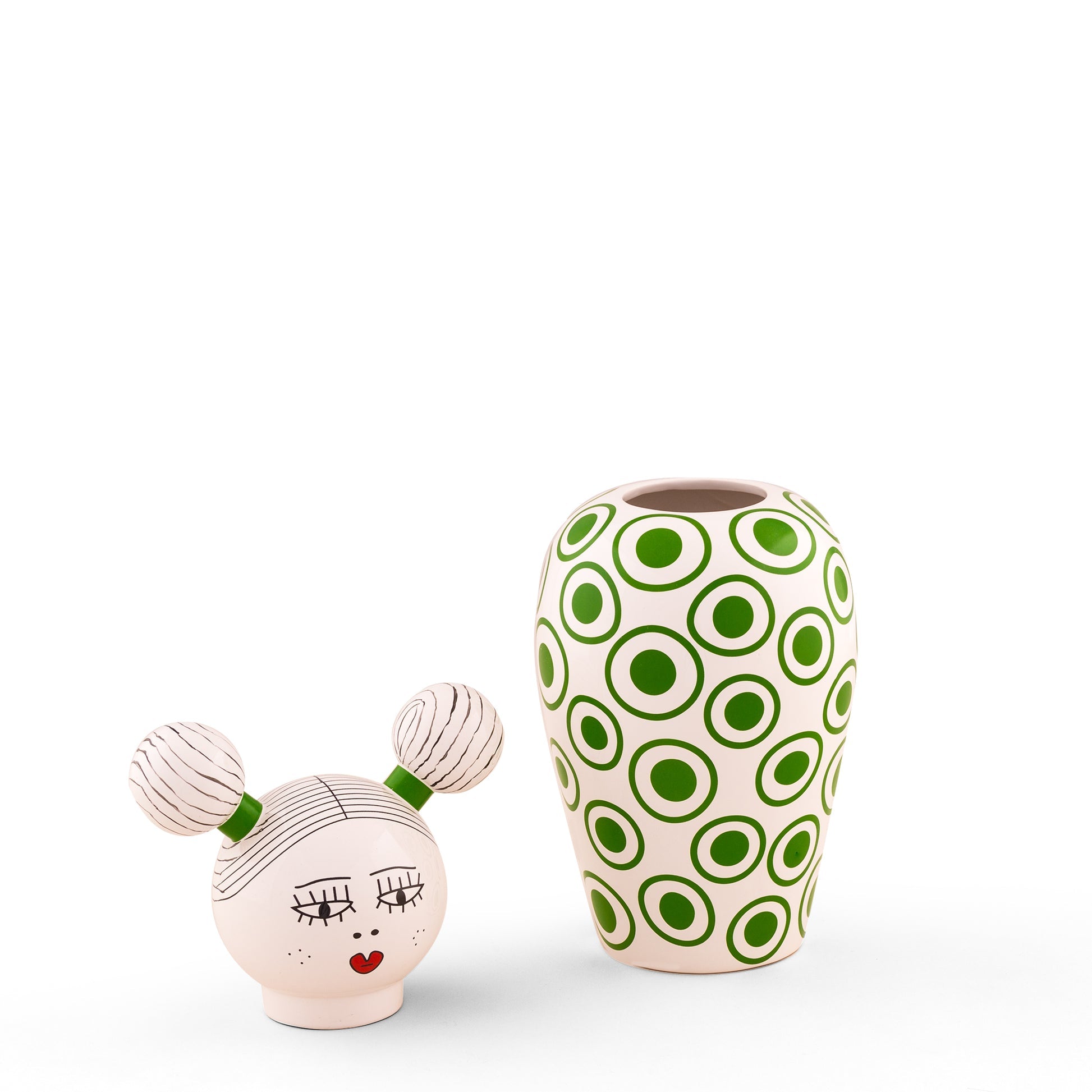 Vaso Canopie Izumi cm D 17 h 25,5 (senza testa) Bianco Verde SELETTI