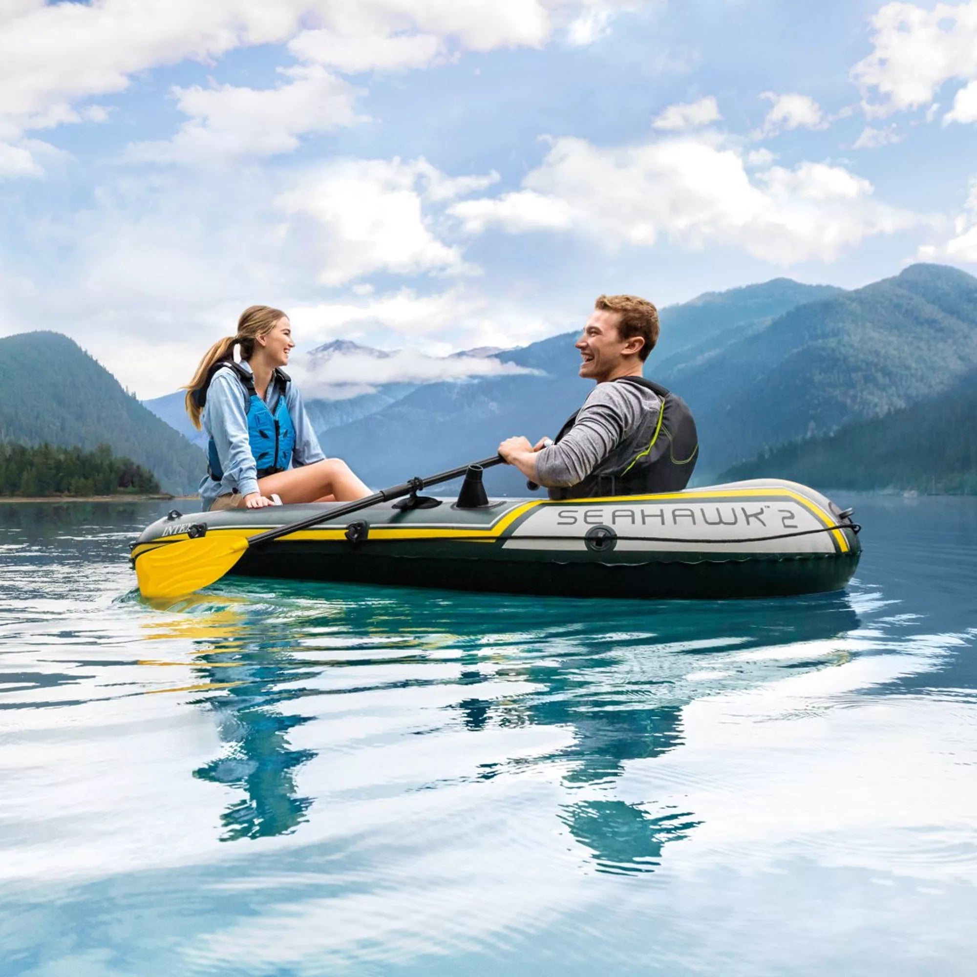 Intex Set Canotto Seahawk 2 Gonfiabile 236x114x41 cm
