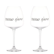 Set 2 calici vino Mezzo pieno 77cl 24,6x11cm serigrafia bianca Simple Day